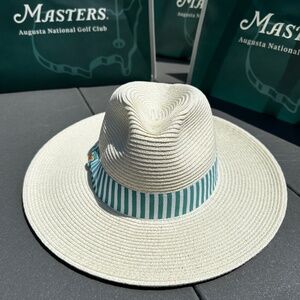NEW 2025 Masters Women’s Dorfman Natural Straw Hat  Green White Stripe NWT